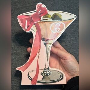 Gucci Labeled Pink & Red Martini Glass Accent Decor